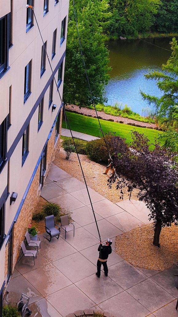 Commercial storefront window cleaning